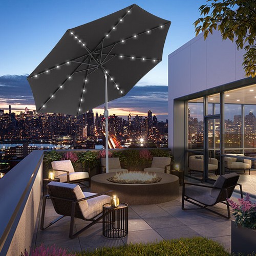 Black round garden parasol - black,